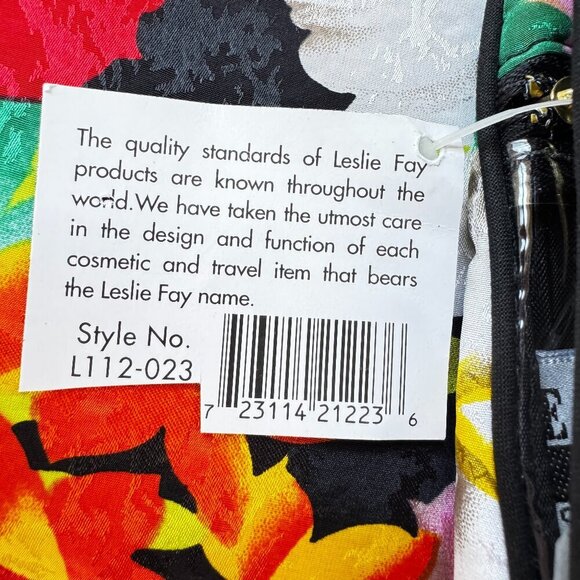 Vintage NEW WITH TAGS Leslie Fay Cosmetic Travel Bag Set Tropical Floral Multi - Picture 10 of 11